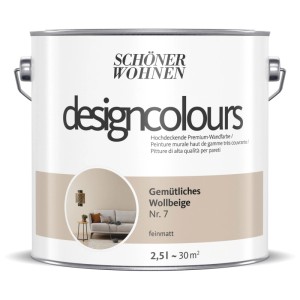 Schöner Wohnen Design colour Beige Lana Accogliente, pittura murale opaca in un secchio da 2,5 l.