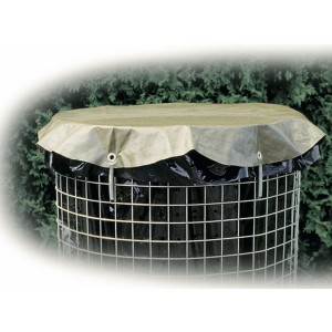 Copertura compostiera Windhager, zincata, in tessuto robusto con occhielli e molle di tensione.