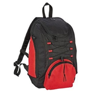 Sac à dos noir et rouge 17L pour voyage et transport avec bretelles rembourrées.