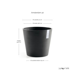 Vaso per piante Ecopots Amsterdam grigio scuro, Ø 40 cm, ideale per interni ed esterni.