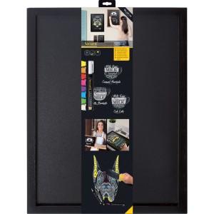 Securit Kreidetafel Woody, 60x40 cm, schwarz, mit Kreidestift. Ideal für kreative Notizen und Zeichnungen.