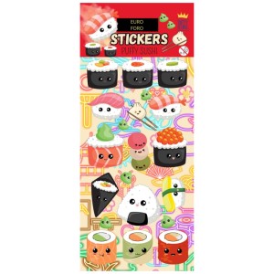 Sticker Puffy Sushi mit 3D-Design, selbstklebend und ablösbar, 8,5 x 19,5 cm.