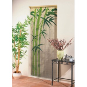 Rideau de porte décoratif Bamboo avec motif bambou, 90x200 cm, comme séparateur de pièce.