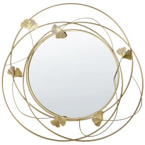 Specchio da parete dorato Anglet con design a foglia di Ginkgo, 45x47 cm. Elegante specchio per zona giorno e notte.