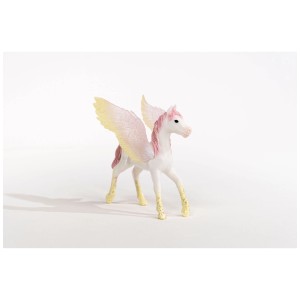 Schleich Poulain Pégase : Figurine détaillée avec crinière rose et ailes scintillantes.