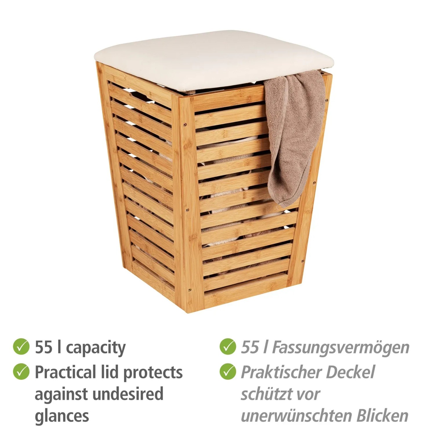 Wenko Wschetruhe Bambusa mit Sitzpolster Bambus