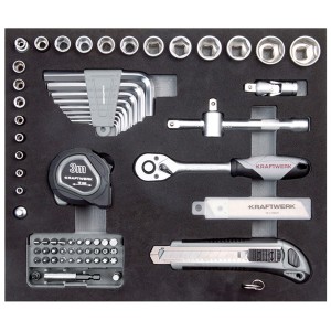Kraftwerk Basic Line B143, mallette à outils, 102 pièces, avec douilles, tournevis et pinces.