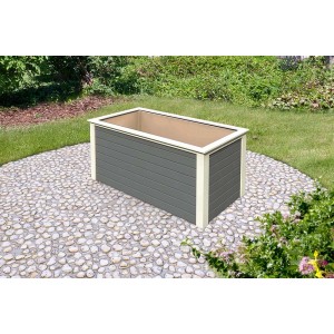 Aiuola rialzata Karibu, 209x111 cm, grigio terra, in legno. Ideale per giardinaggio e coltivazione di ortaggi.