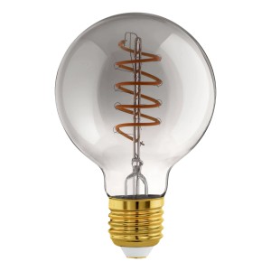 Dimmbares Eglo E27 LED Leuchtmittel in Globeform, 4 W, mit sichtbarem Glühfaden.