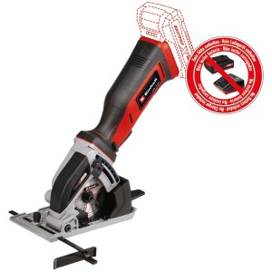 Mini sega circolare a batteria Einhell TE-CS 18/89 Li (senza batteria). Sega circolare compatta in rosso/nero.