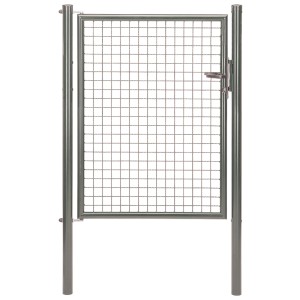 Portillon simple à grille ondulée Alberts anthracite (1000x1250mm) avec poteaux pour clôtures de jardin.
