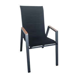Greemotion sedia da giardino Malta, nero-antracite, telaio in acciaio con rivestimento in tessuto e braccioli.