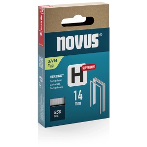 Novus Klammern H 37, verzinkt, 14 mm, 850 Stück, für Hammertacker. Feindrahtklammern im Detail.