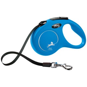 Guinzaglio avvolgibile Flexi New Classic blu, taglia S, 5 m per cani.