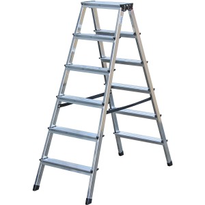 Krause Dopplo scala doppia a gradini con 2x6 gradini, in alluminio, accessibile da entrambi i lati.