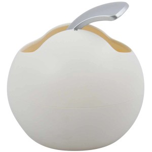 Cestino cosmetici Spirella Bowl bianco, 1 litro, con coperchio basculante argentato.