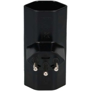 Adaptateur noir T12 avec prise multiple 2x T13 pour extension de prise.