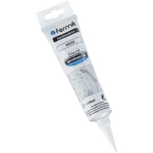 Fermit Sanitärsilikon, weiße Tube (100ml) für Bad & Küche.