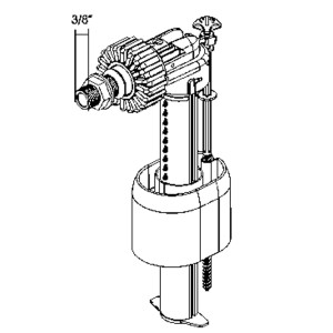 Robinet flotteur Sanitop-Wingenroth pour réservoir WC bas, pièce de rechange avec filetage long.