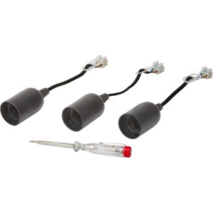 Douille OBI E27, lot de 3 avec testeur de tension, idéal pour les installations de lampes.