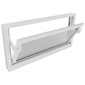 Fenêtre de cave Roro en plastique blanc, 80x40 cm, avec fonction basculante ouverte.