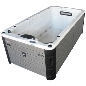 Spa extérieur Sonnenkönig Indik : Bain à remous rectangulaire gris pour le jardin.