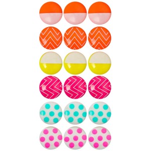 I Am Creative Mini-Magnete Neon, 18er-Set, ø 1 cm, verschiedene Muster und Farben.