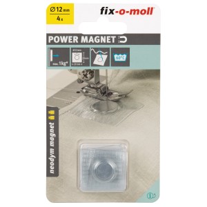 Fix-o-moll Magneti al neodimio da cucire, 4 pezzi, argento, in custodia di plastica. Utile per la casa.