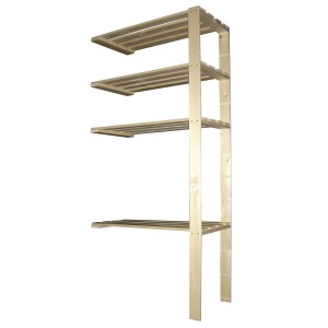Étagère d'appoint flexible en bois certifié FSC® avec 4 tablettes (170x80x40cm) pour cave et salon.