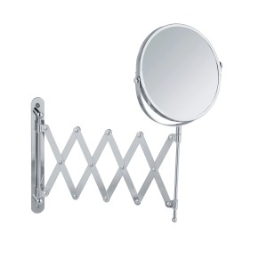 Miroir cosmétique Wenko Exclusiv, chrome brillant, avec bras télescopique pour montage mural.