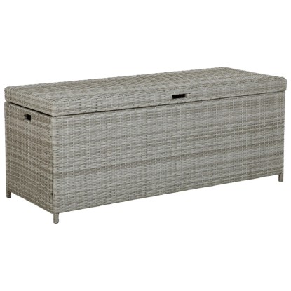 Beliani Auflagenbox Modena Rattan Grau (HxBxT) 66 x 158 x 63 cm