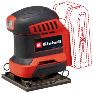 Einhell Akku-Faustschleifer TE-OS 18/113 Li-Solo, rot-schwarze Schleifmaschine.