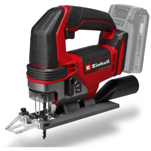 Rote Einhell Akku-Stichsäge TE-JS 18/100 Li-Solo mit Akku. Stichsäge für Holz-, Stahl- und Kunststoffschnitte.