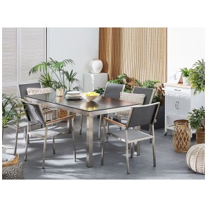 Ensemble de meubles de jardin 6 places Beliani Grosseto, pierre polie/gris