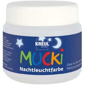 Kreul Mucki Nachtleuchtfarbe, 150ml Dose. Bastelfarbe für Kinder, leuchtet im Dunkeln.