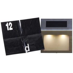 Star Trading Wally applique murale LED solaire argentée avec autocollants chiffres/lettres.