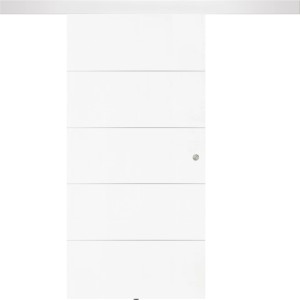 Set porta scorrevole in legno bianco Monviso (180x212cm) con maniglia argento.