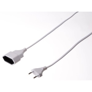 Rallonge blanche TDF, 3 m, avec fiche et prise pour alimentation flexible.
