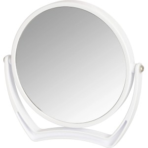 Wenko Noale specchio cosmetico bianco, specchio da tavolo rotondo con ingrandimento 5x.