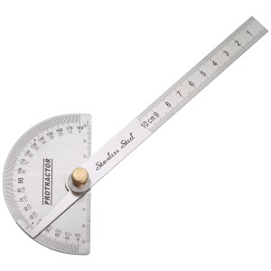 Rapporteur d'angle LUX Classic 100 mm en acier, outil ajustable pour mesurer et marquer les angles.