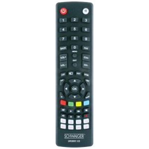 Telecomando universale a infrarossi nero per controllare fino a 8 dispositivi.