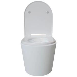 WC doccia Domberg DB1006 in bianco, con coperchio aperto. WC comfort con funzione doccia.