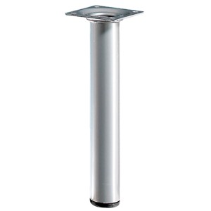 Gamba per tavolo Hettich, Ø 30 x 200 mm, effetto alluminio. Gamba robusta con piastra di montaggio.