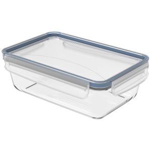 Contenitore frigo in vetro Rotho Clic & Lock, 1,3 l, con coperchio blu. Contenitore in vetro.