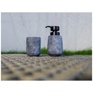 Wenko Sacile portaspazzolino, ceramica grigia effetto cemento, accessorio bagno.
