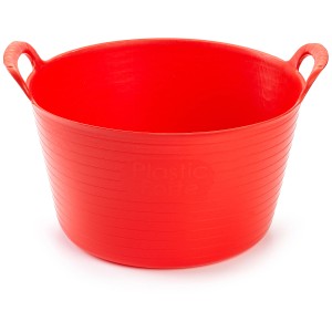 Seau flexible en caoutchouc rouge (15 l) avec deux poignées pour jardin et maison.