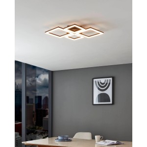 Moderna plafoniera LED Eglo Paranday-Z, 47x43 cm, bianco nero, con elementi luminosi quadrati.