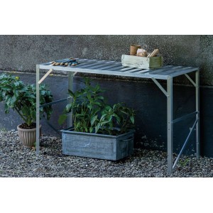 Tavolo Halls Standalone, 121x52cm, in alluminio, ideale come piano di lavoro in serra.