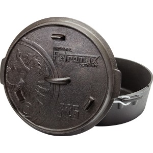 Petromax Dutch Oven FT6-T, 5.5 l, Nero, con coperchio. Pentola in ghisa per grill e falò.