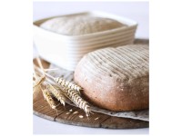 Gärkorb Quadratisch Rattan Beige Leinenüberzug (HxBxT) 8,5 x 22 x 22 cm